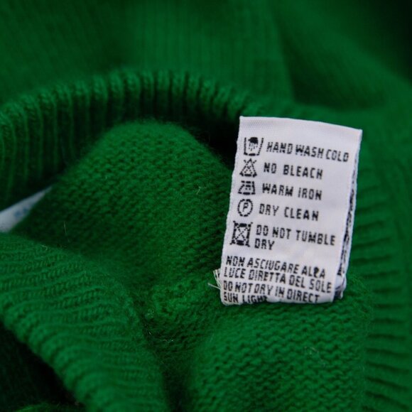 Vtg Benetton Sweater Kids 012 Green Embroidered Folk Motif Wool Girls Colorful - Picture 6 of 7